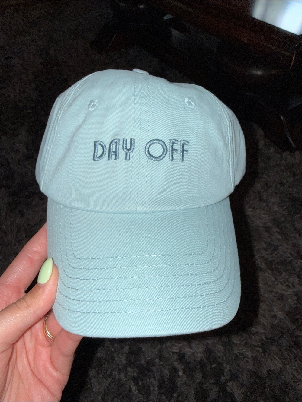 Casual 'Day Off' Embroidered Baseball Cap - Light Blue
